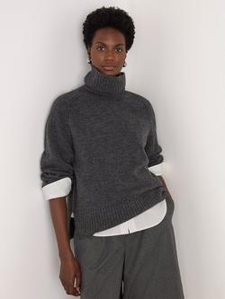 Whistles Roll Neck Wool Blend Jumper, Dark Grey