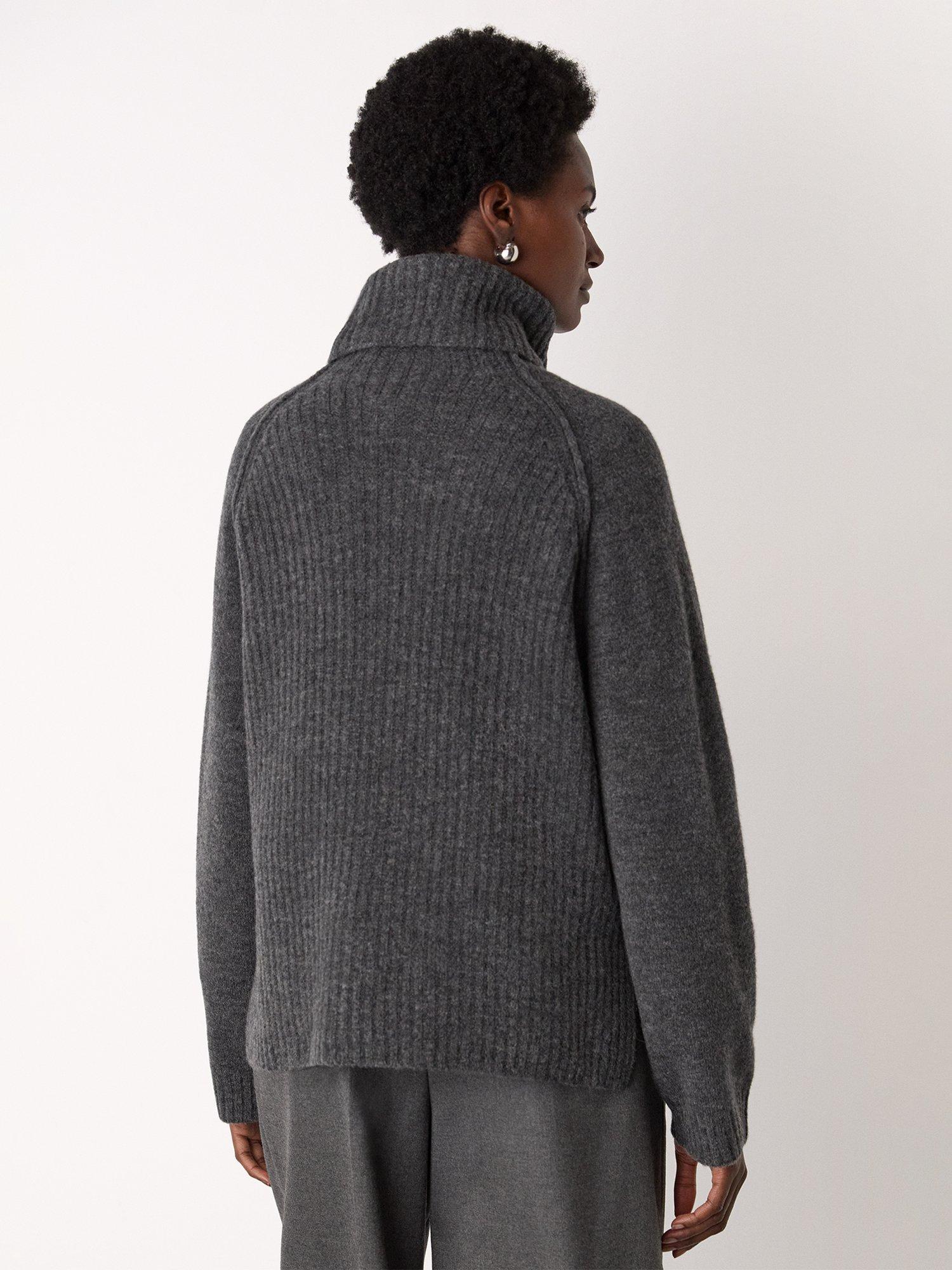Product image 2 of 5, which shows Whistles Roll Neck Wool Blend Jumper, Dark Grey, XS