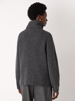 Whistles Roll Neck Wool Blend Jumper - view 2, Dark Grey