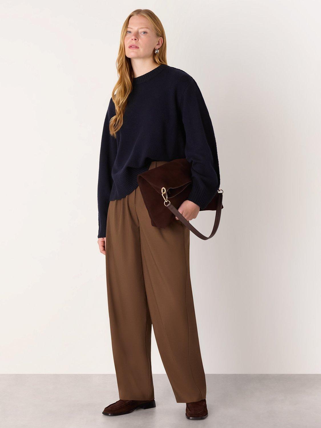 Product image 4 of 5, which shows Whistles Side Stripe Detail Wool Knit Jumper, Navy, XS