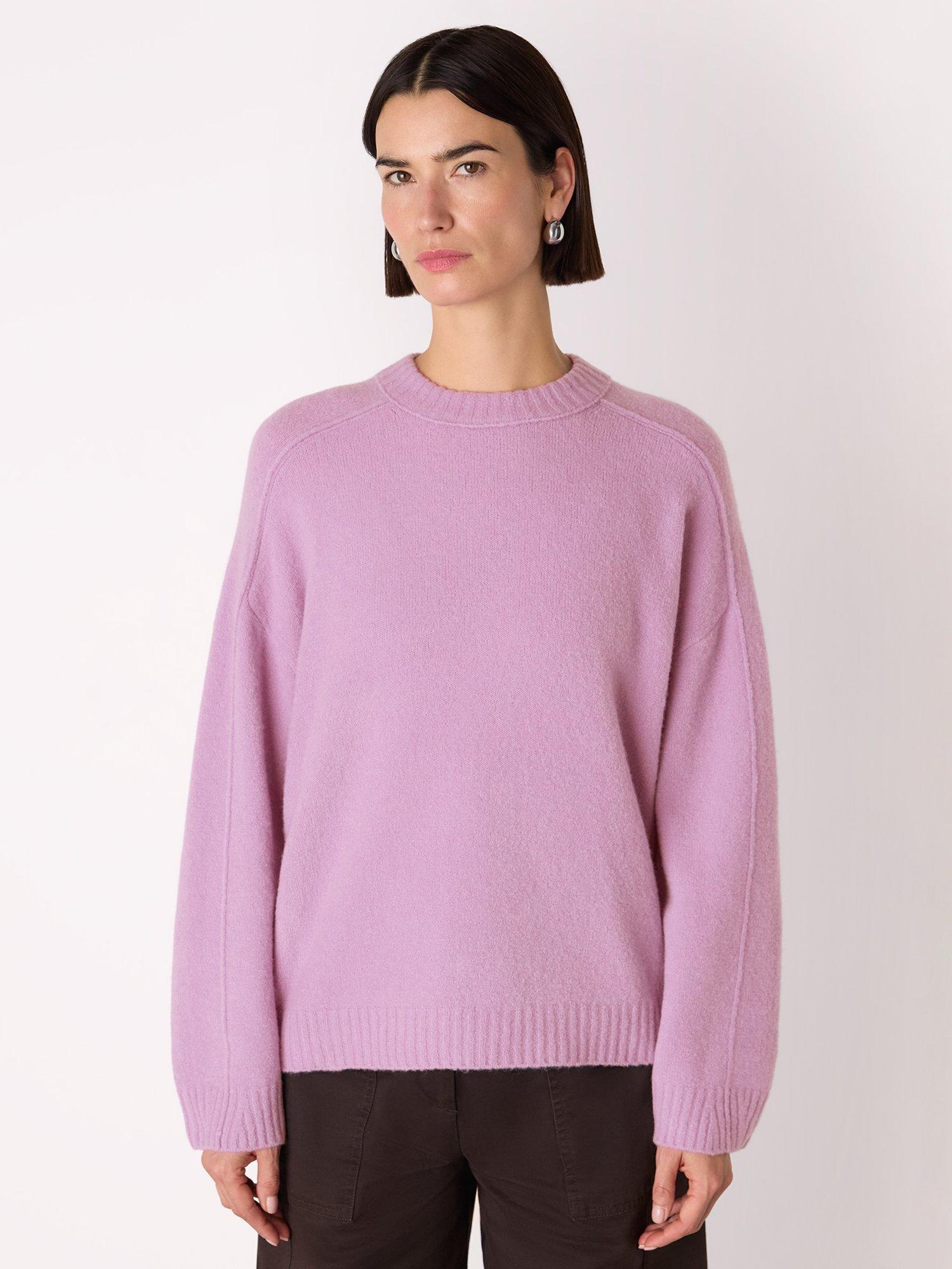 Product image 1 of 5, which shows Whistles Seam Detail Wool Blend Jumper, Lilac, XS