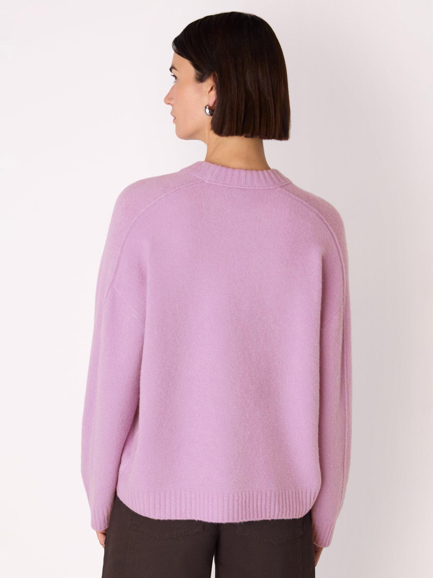 Product image 2 of 5, which shows Whistles Seam Detail Wool Blend Jumper, Lilac, XS