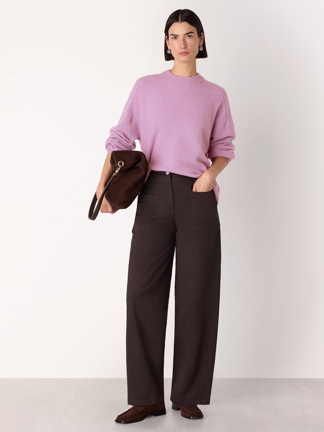 Product image 3 of 5, which shows Whistles Seam Detail Wool Blend Jumper, Lilac, XS