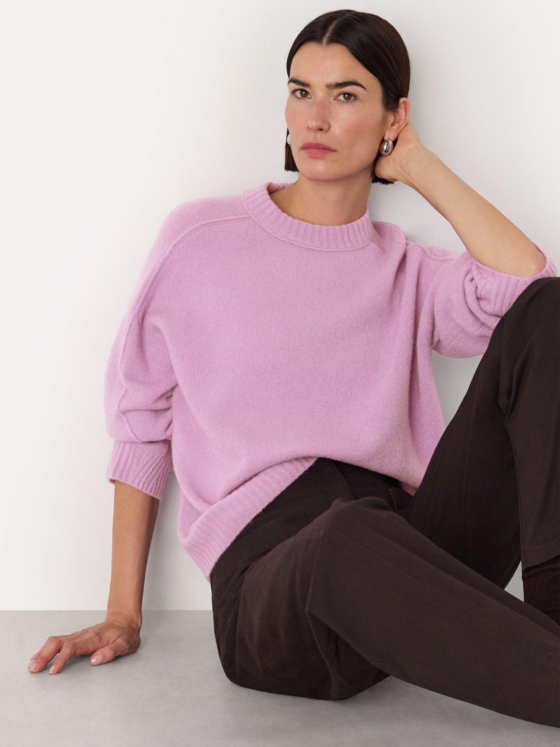 Product image 4 of 5, which shows Whistles Seam Detail Wool Blend Jumper, Lilac, XS