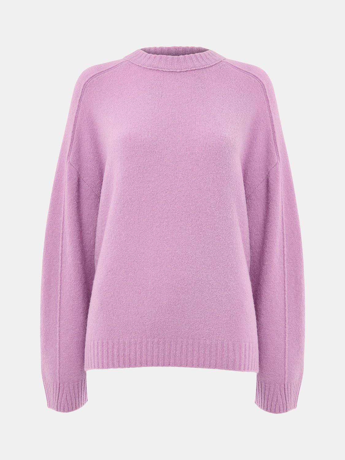 Product image 5 of 5, which shows Whistles Seam Detail Wool Blend Jumper, Lilac, XS