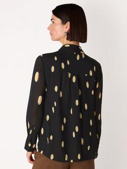 Whistles Abstract Spot Tie Neck Blouse - view 2, Black/Multi