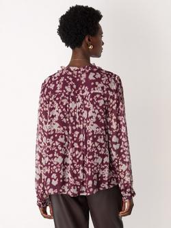 Whistles Inky Floral Long Sleeve Top, Burgundy/Multi - view 2, Burgundy/Multi