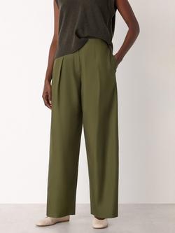 Whistles Pleat Front Barrel Leg Trousers, Khaki, Khaki