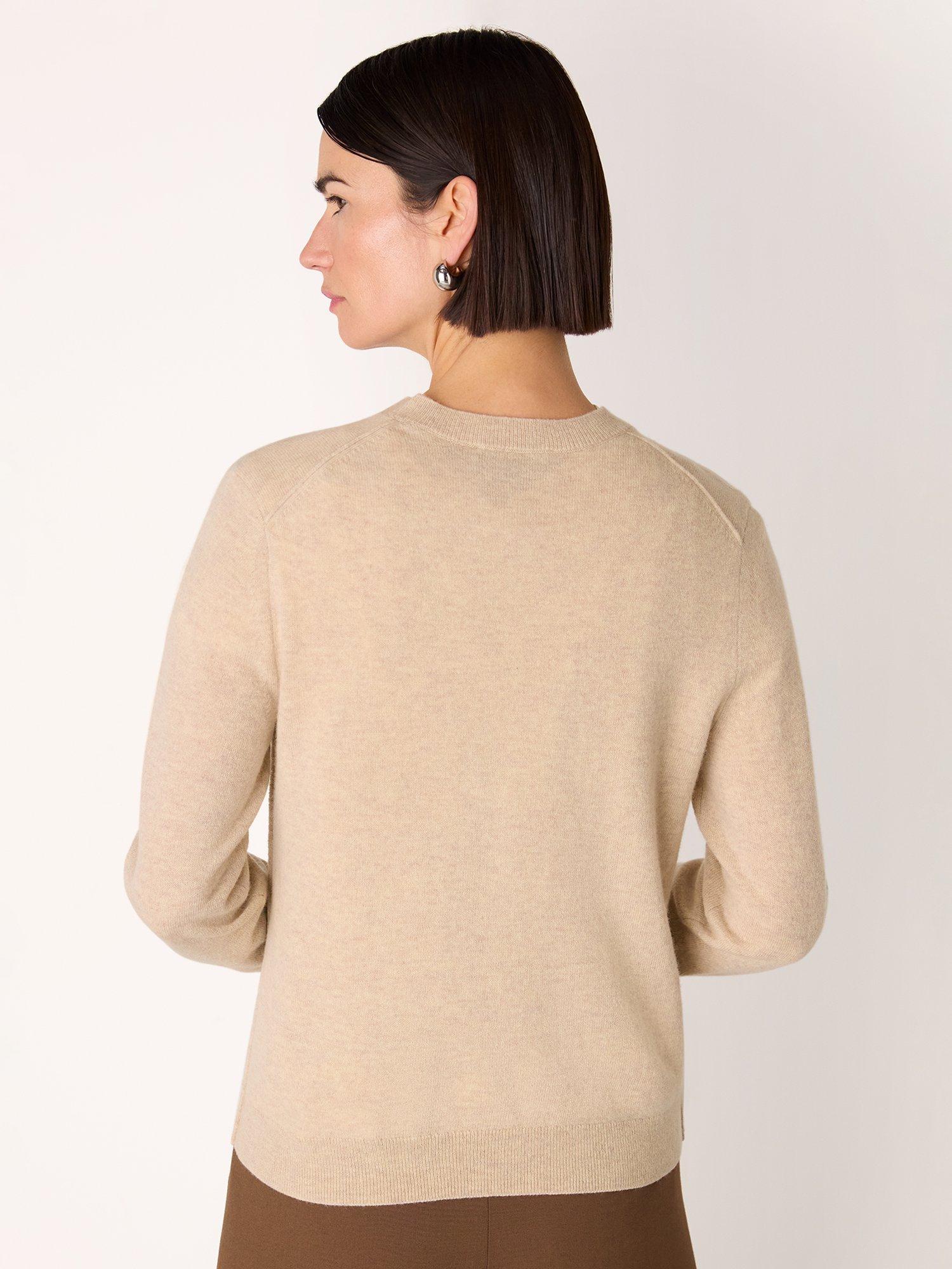 Product image 2 of 5, which shows Whistles V-Neck Pure Wool Jumper, Oatmeal, XS