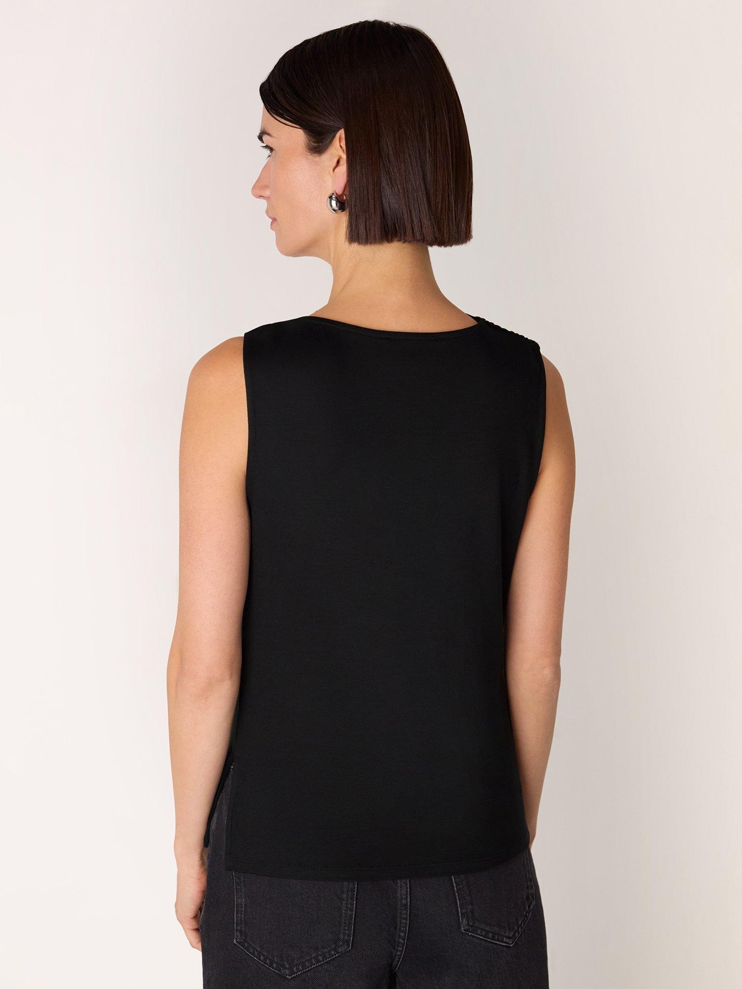 Product image 2 of 5, which shows Whistles Ring Detail Sleeveless Top , Black, 6