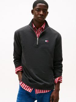 Tommy Jeans Cotton Blend Quarter-Zip Jumper, Black