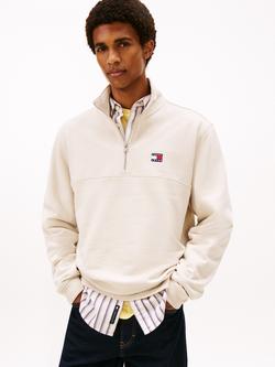 Tommy Jeans Cotton Blend Quarter-Zip Jumper, Ancient White