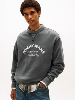 Tommy Jeans Garment-Dyed NYC Logo Sweatshirt, Black, Black