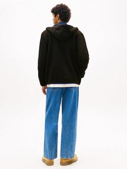 Tommy Jeans Teddy Fleece Zip-Through Hoodie, Black Allover - view 2, Black Allover