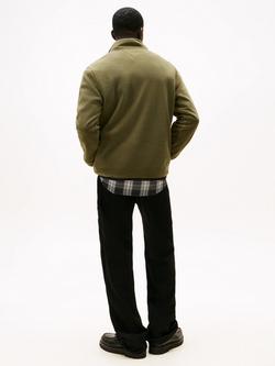 Tommy Jeans Quarter-Zip Lightweight Polar Fleece Jumper, Green - view 2, Green