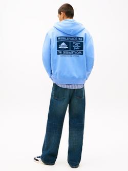 Tommy Jeans Back Graphic Relaxed Terry Zip-Thru Hoodie, Light Blue - view 2, Light Blue