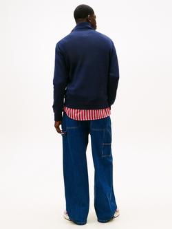 Tommy Jeans Flag Quarter-Zip Slim Jumper, Navy - view 2, Navy