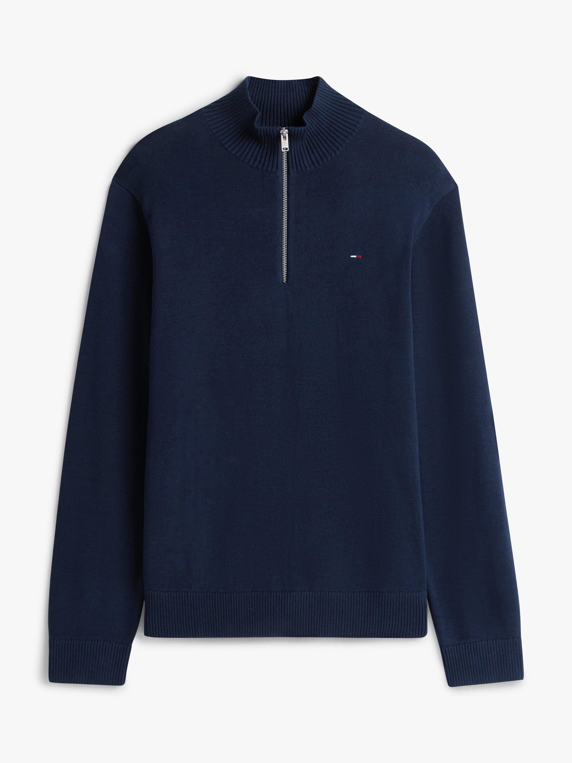 Product image 5 of 5, which shows Tommy Jeans Flag Quarter-Zip Slim Jumper, Navy, XS