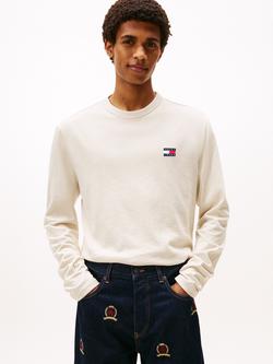 Tommy Jeans Cotton Blend Regular Fit Badge Logo T-Shirt, Ancient White, Ancient White