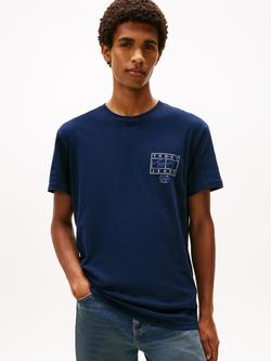 Tommy Jeans Cotton Regular Fit Short Sleeve Signature Logo T-Shirt, Navy, Navy