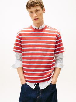 Tommy Jeans Cotton Jersey Crew Neck Relaxed T-Shirt, Red/Multi, Red/Multi