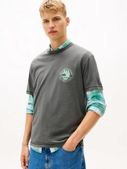 Tommy Jeans  Back Slogan Textured Relaxed T-Shirt, Black, Black