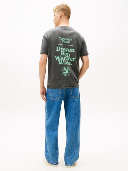 Tommy Jeans  Back Slogan Textured Relaxed T-Shirt, Black - view 2, Black