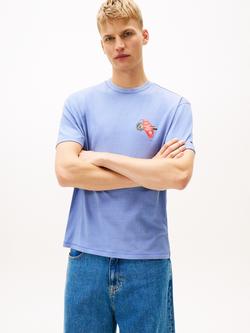 Tommy Jeans Back Slogan Textured Relaxed T-Shirt, Light Blue, Light Blue