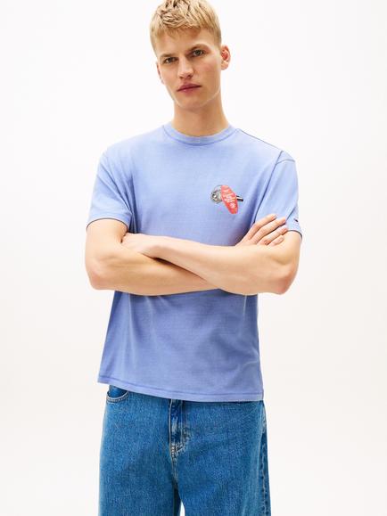 Tommy Jeans Back Slogan Textured Relaxed T-Shirt, Light Blue, Light Blue