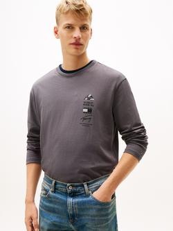 Tommy Jeans Back Graphic Relaxed Long Sleeve T-Shirt, Black, Black