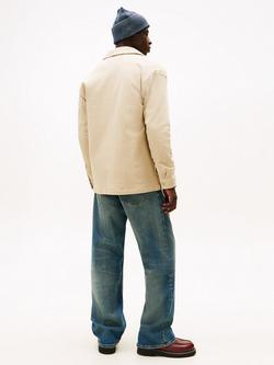 Tommy Jeans Cotton Blend Oversized Fit Herringbone Weave Shirt, Gulf Sand - view 2, Gulf Sand