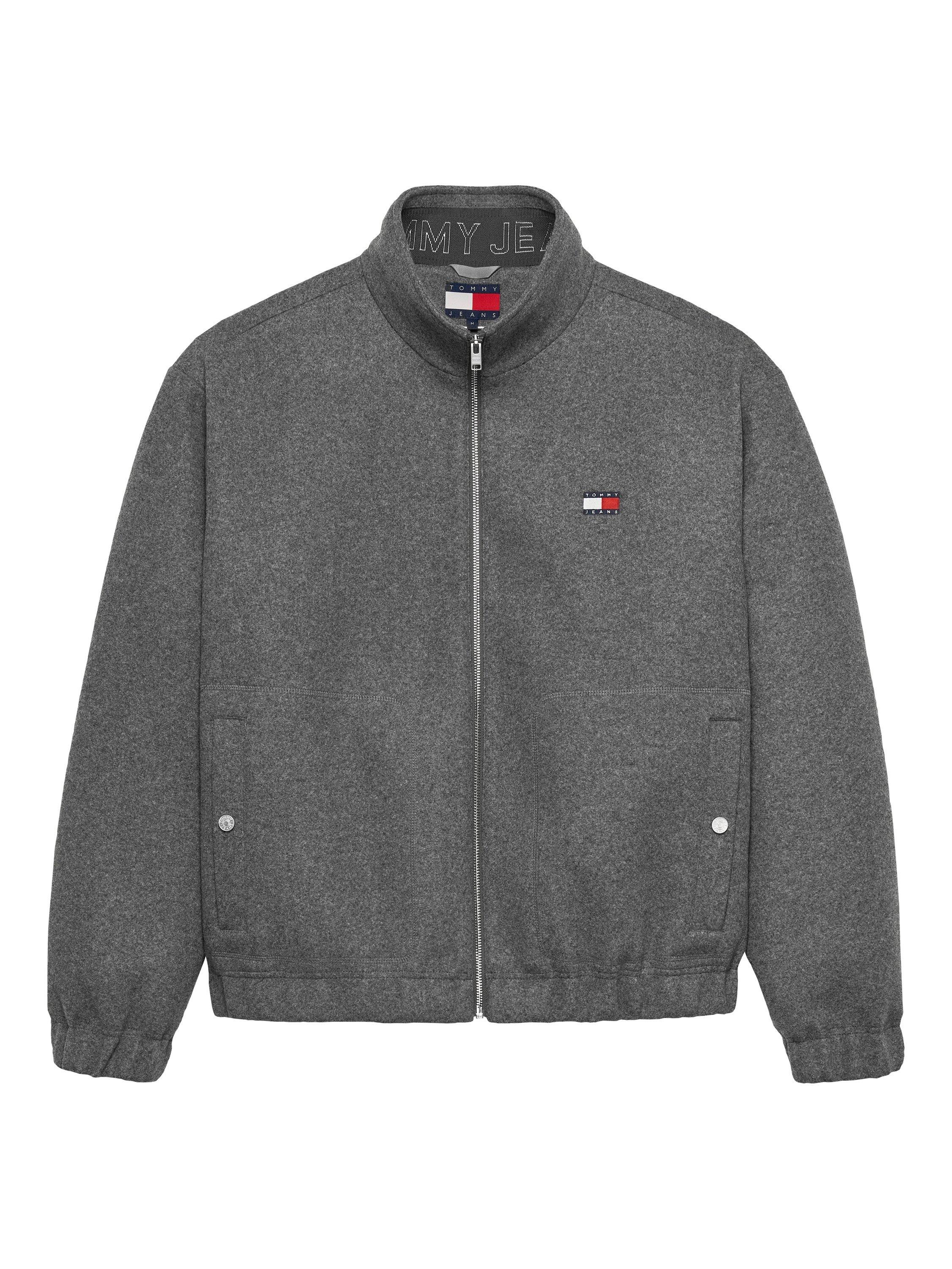 Product image 1 of 4, which shows Tommy Jeans Padded Zip Front Jacket, Mid Grey Heather, XS