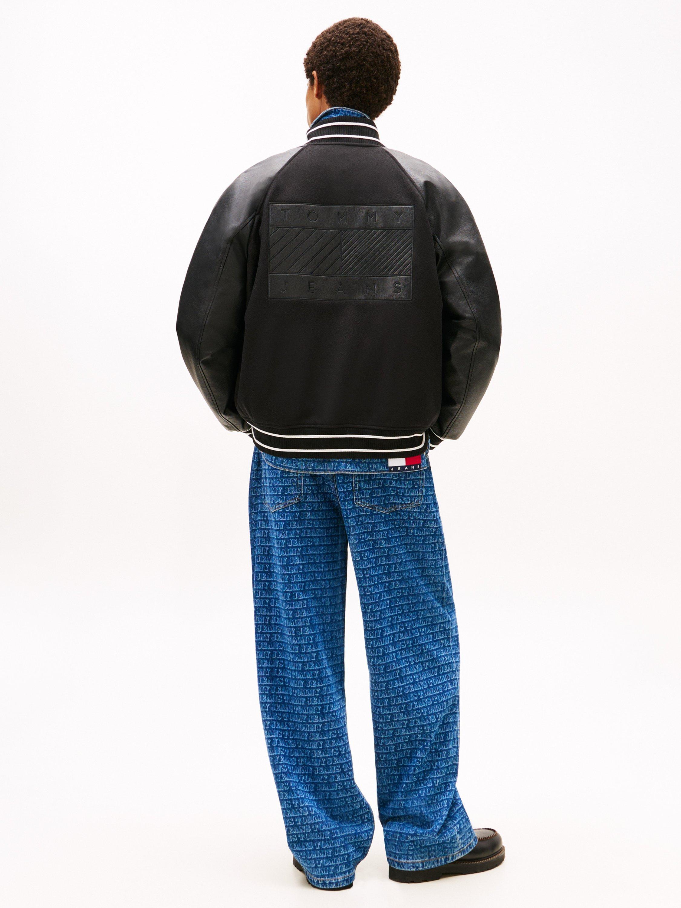Product image 2 of 6, which shows Tommy Jeans Varsity Jacket, Black, XS