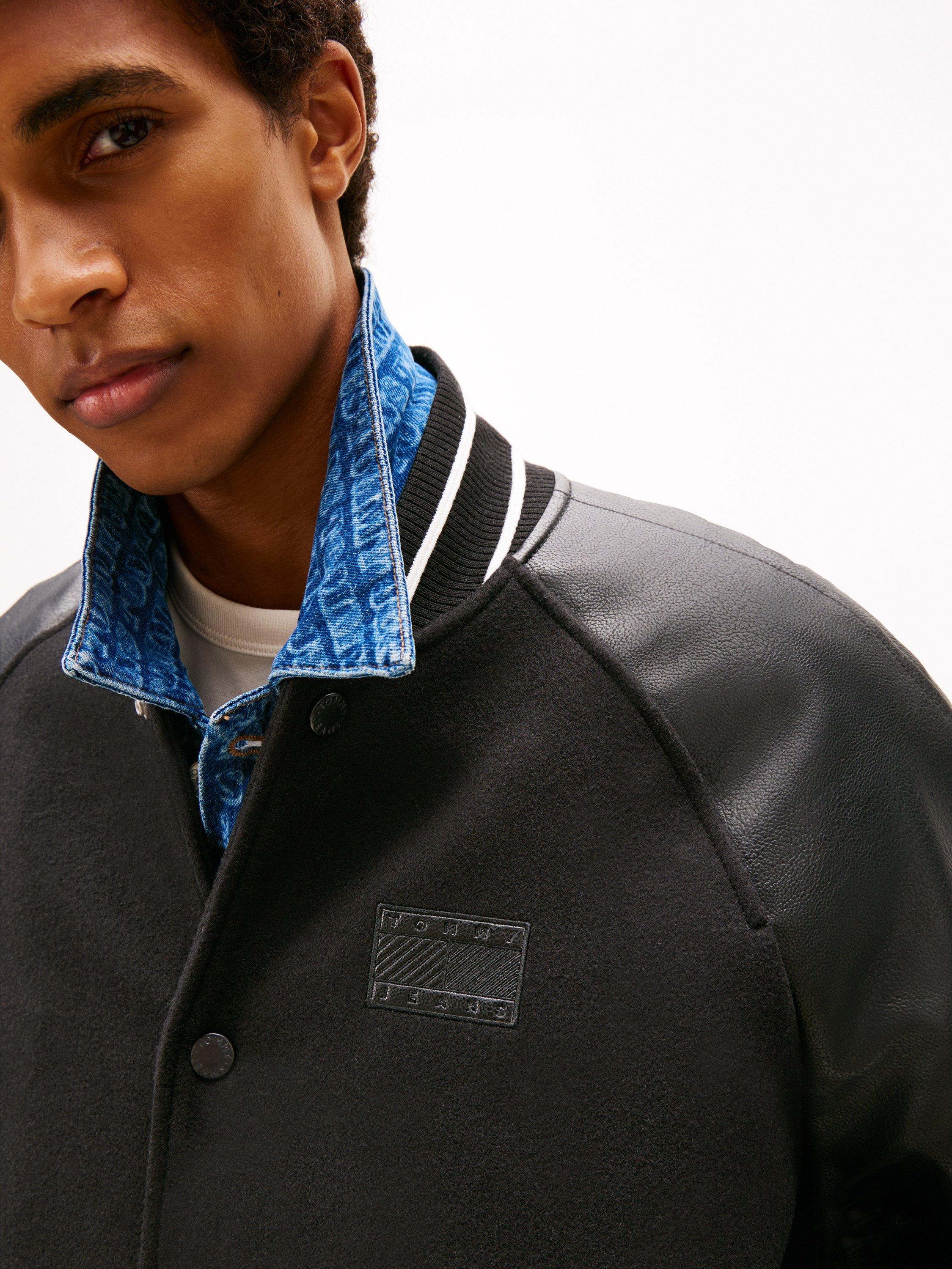 Product image 4 of 6, which shows Tommy Jeans Varsity Jacket, Black, XS