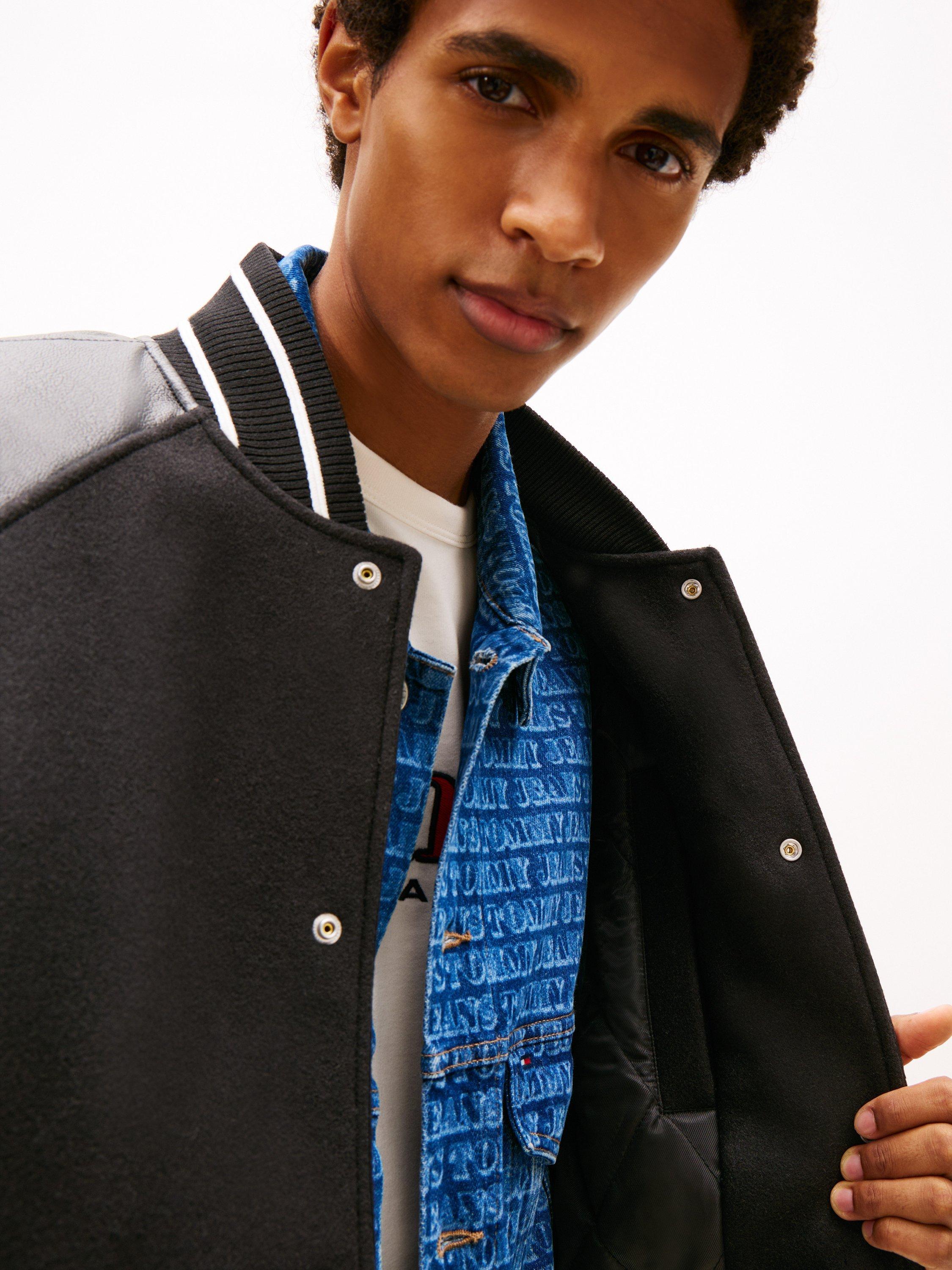 Product image 5 of 6, which shows Tommy Jeans Varsity Jacket, Black, XS