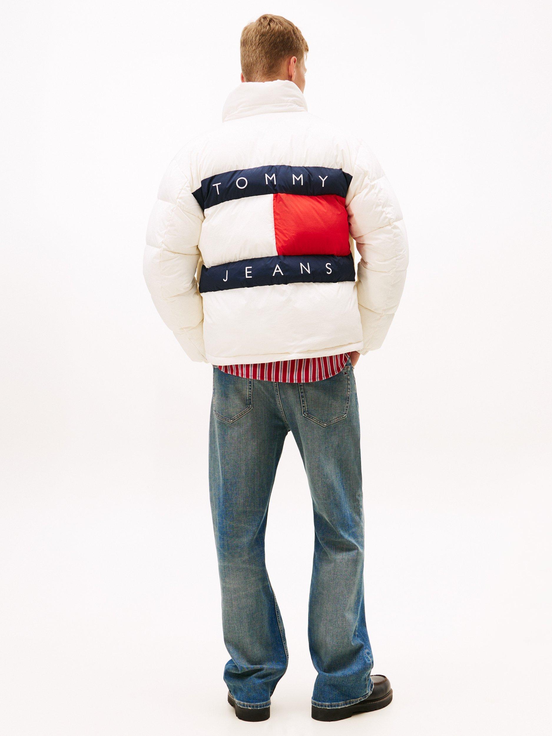 Product image 2 of 6, which shows Tommy Jeans Flag Logo Padded Jacket, Ancient White, XS