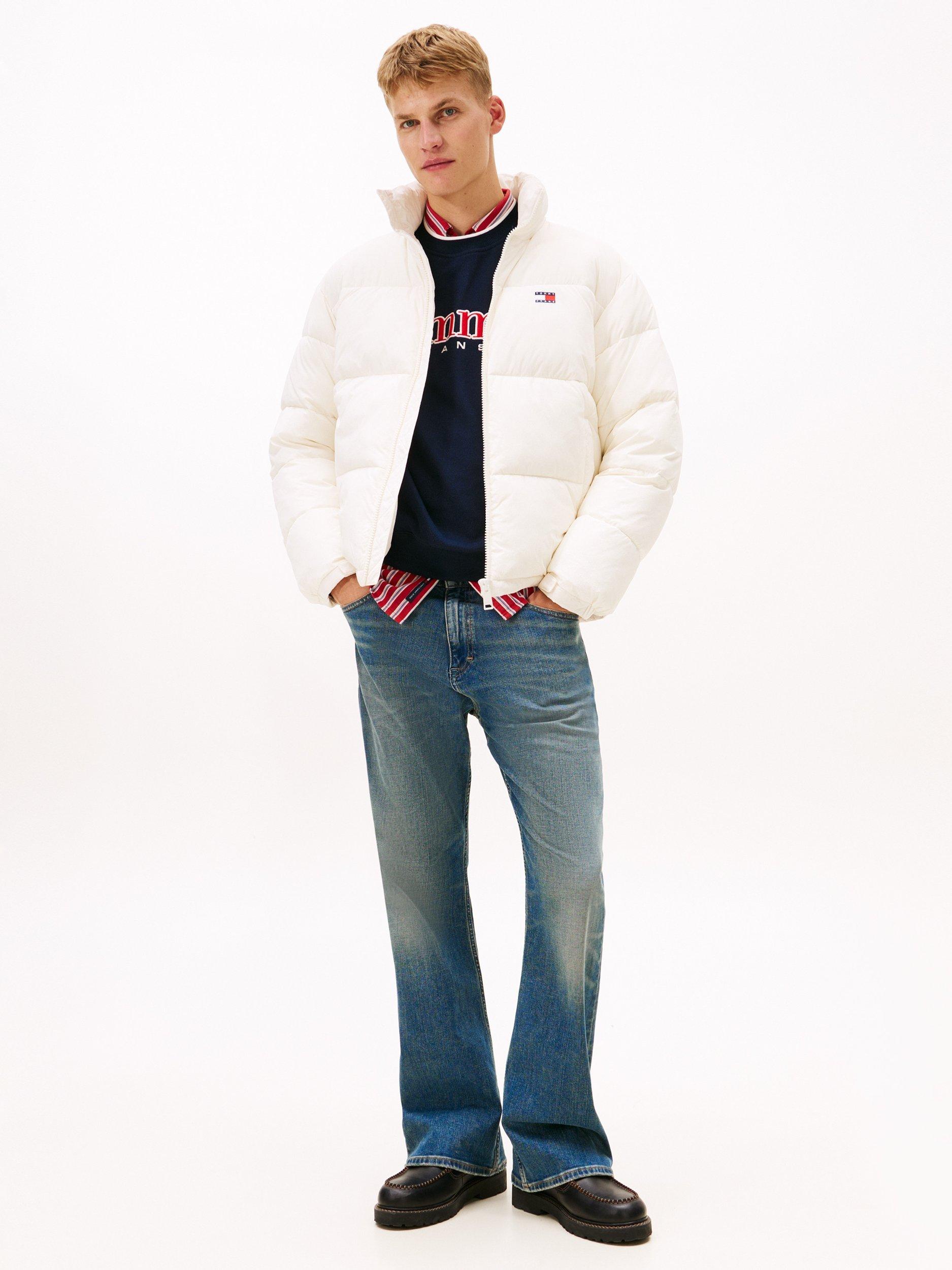Product image 3 of 6, which shows Tommy Jeans Flag Logo Padded Jacket, Ancient White, XS