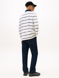 Tommy Jeans Logo Label Striped Relaxed Rugby Shirt, White/Multi - view 2, White/Multi