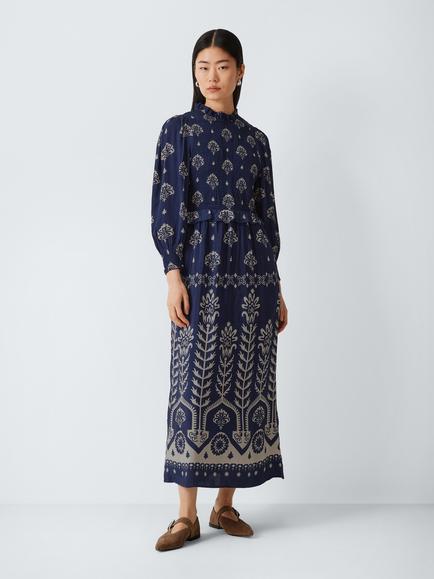 AND/OR Josie Floral Print Maxi Dress, Navy/White, Navy White