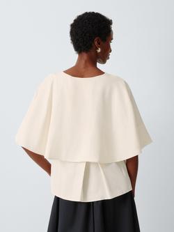 John Lewis Layered Back Short Sleeve Top, Brown Gold - view 2, Brown Gold