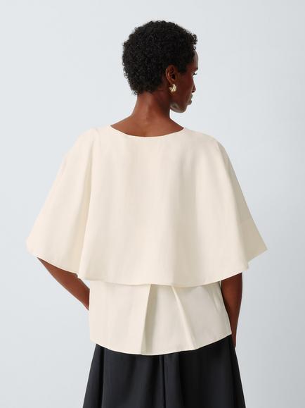 John Lewis Layered Back Short Sleeve Top, Cream - view 2, Cream