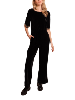 Traffic People No Going Back Velvet Jumpsuit, Black, Black