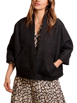 Traffic People Broken Dreams Embossed Floral Shrug Jacket, Black, Black