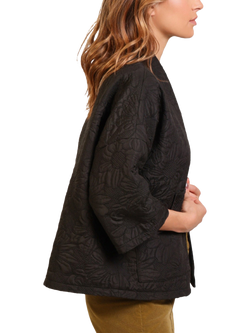 Traffic People Broken Dreams Embossed Floral Shrug Jacket, Black - view 2, Black