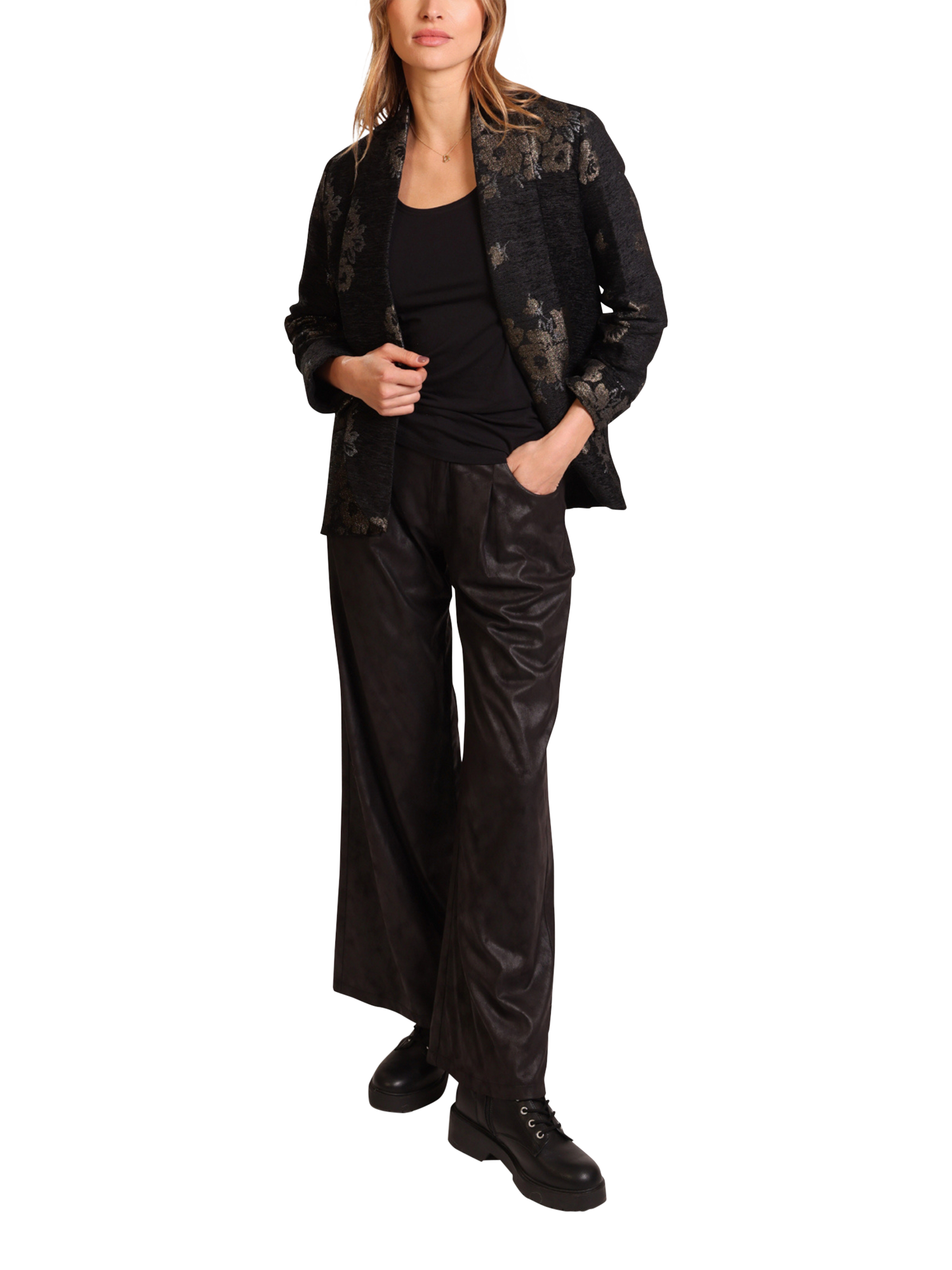 Product image 4 of 7, which shows Traffic People Divine Madness Boyfriend Jacket, Black, XS