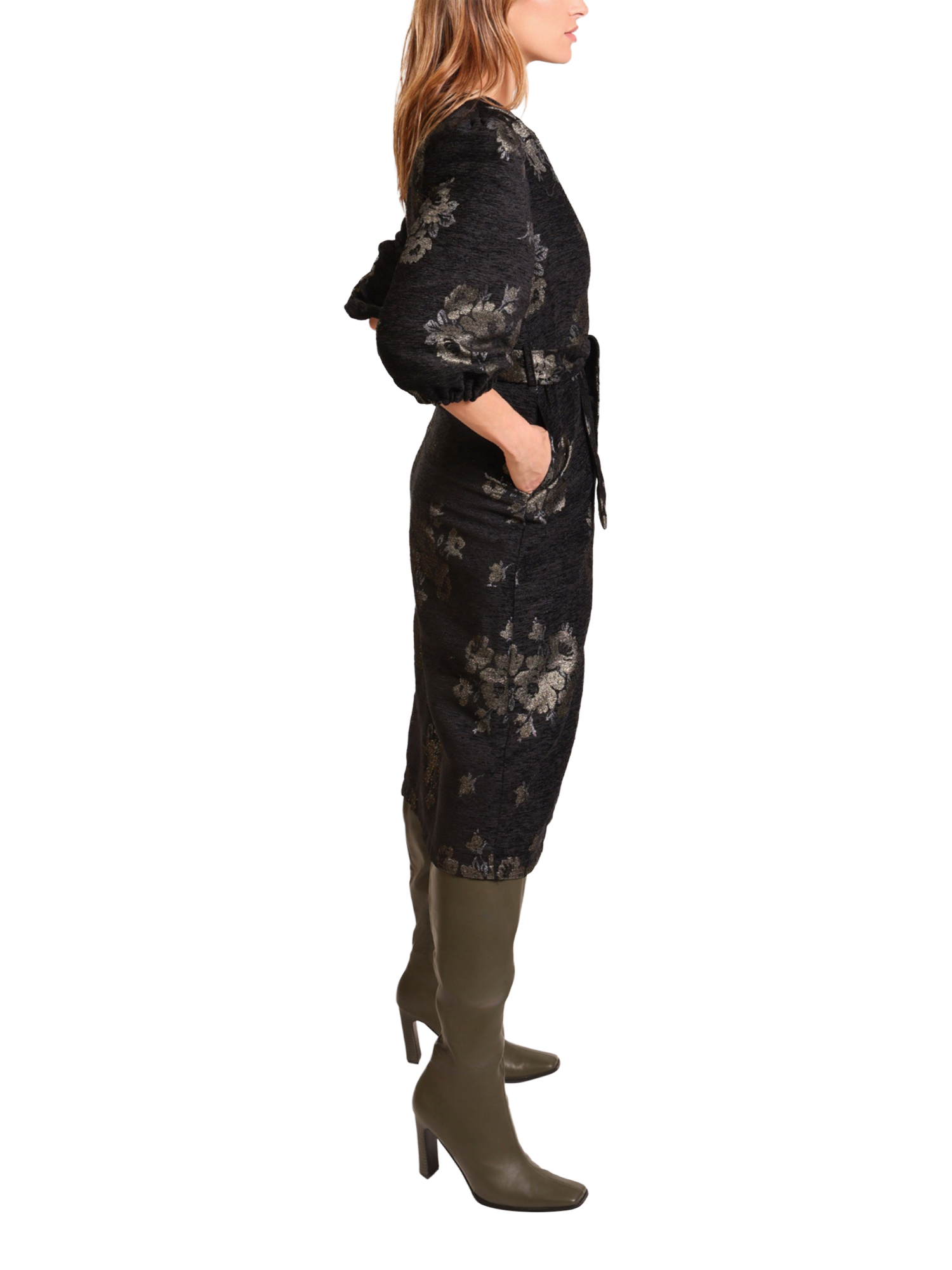 Product image 2 of 6, which shows Traffic People Divine Madness Floral Duster Coat, Black, XS