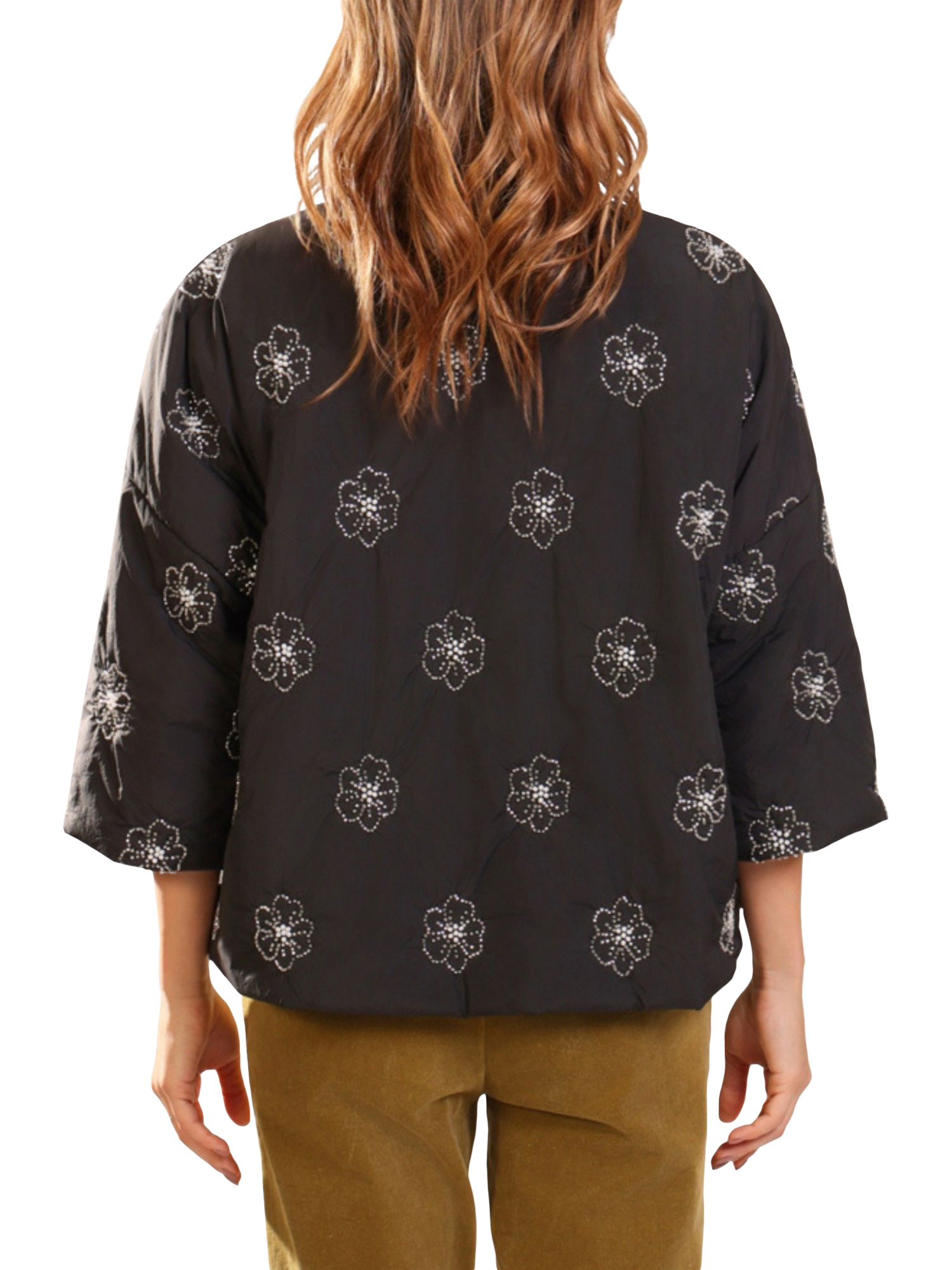 Product image 3 of 7, which shows Traffic People This Old Thing Beaded Shrug Jacket, Black, M