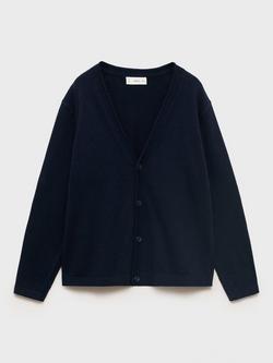 Mango Kids' Nicky V-Neck Cardigan, Navy, Navy