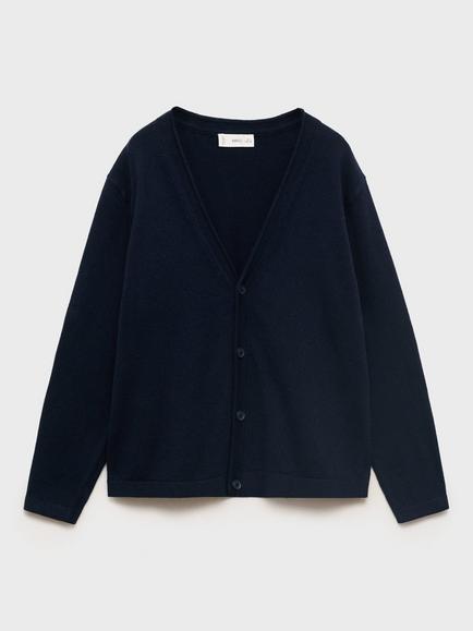 Mango Kids' Nicky V-Neck Cardigan, Navy, Navy