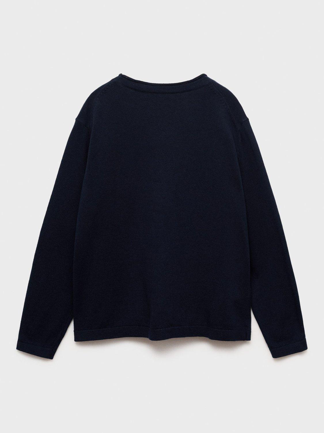 Product image 2 of 4, which shows Mango Kids' Nicky V-Neck Cardigan, Navy, 11-12 years